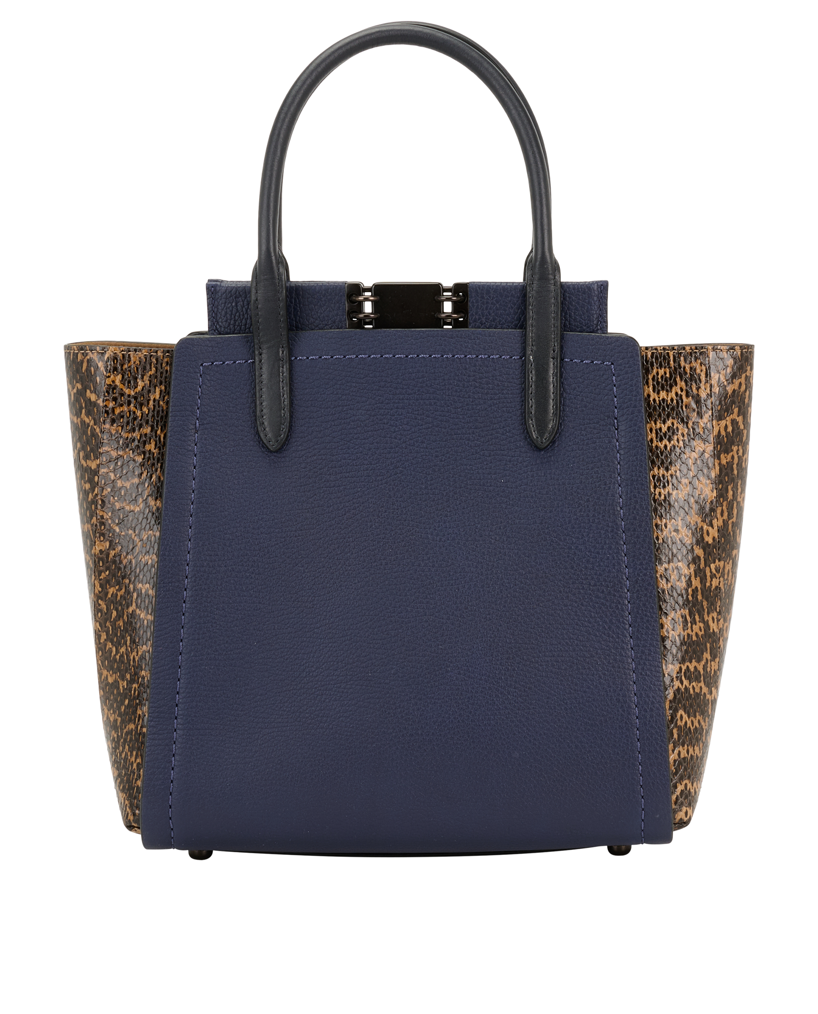 Troupe Tote, &pound;210, Handbags, Blue/Brown, Leather/Snake, Back view